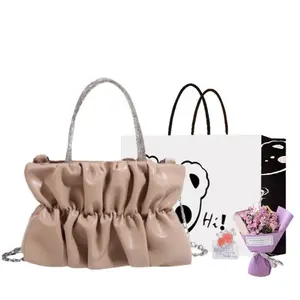NX DOUGHNUT Женская сумка через плечо, Khaki+Exclusive Shopping Bag+Greeting Card+Dried Flower