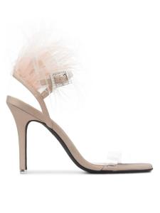 Сандалии Trinity с отделкой из страусиных перьев Black Suede Studio, цвет Blush Leather