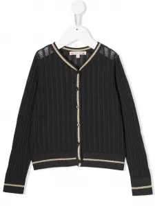 Трикотажный кардиган вязки кроше Bonpoint, серый