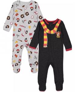 Комплект из 2 костюмов на молнии для маленьких мальчиков, комбинезоны для сна и игр, от новорожденных до Harry Potter, серый
