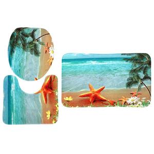 Моющийся нескользящий фланелевый напольный коврик для ванной комнаты, набор ковриков для ванной 3 в 1, узор № 7 Unique Bargains, цвет Blue And Orange