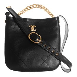 CHANEL Сумка хобо из телячьей кожи, кроссбоди, через плечо, женская сумка black