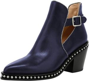 Женские ботильоны YDN с заклепками, средней высоты на массивном каблуке, закрытым носком миндальной формы, с пряжкой, короткие боевые ботинки, размеры 4-15 США, Navy Blue