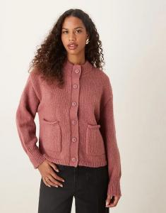 Свободный кардиган ASOS DESIGN свободного кроя с карманами в пыльно-розовом цвете