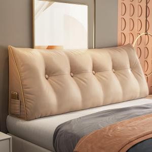 Подушка для изголовья кровати размера Queen, клиновидная подушка для изголовья, подушка для чтения на кровати, треугольная подушка, подушка для поддержки спины на кровати, подушка для дивана-кровати (цвет: коричневый, размер: Full/47 дюймов) COZMAX, Brown