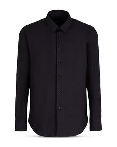 Основная облегающая рубашка с длинным рукавом и эластичной тканью Emporio Armani, синий