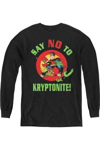 Футболка с длинным рукавом для молодежи "Супермен говорит нет криптониту" Gildan, черный