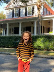 ME & HENRY Детская поло-рубашка Sumter Stripe Pique, горчично-синего цвета