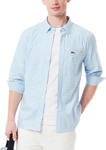 Lacoste мужская рубашка с длинным рукавом в клетку, regular fit, Flour Blue