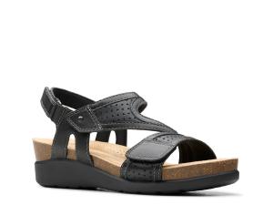 Сандалии Clarks Calenne Carmen Wedge Sandal, Black Leather