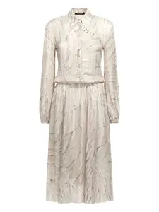 Платье-рубашка миди с принтом перьев Roberto Cavalli