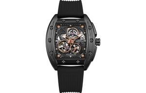 Пионер Коллекшн Черные мужские часы Автоматический механизм Силиконовый ремешок Унисекс Скелетонизированный циферблат FAIRWHALE