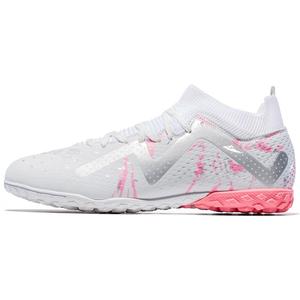 Kuding Унисекс футбольные бутсы мидтоп черно-белые сине-белые розово-зеленые бело-розовые для искусственного покрытия, цвет White Pink Turf