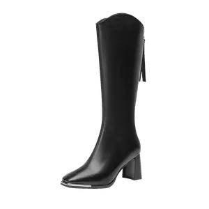 Женские ботинки до колена высотой 7 см GUDIANFENGDU, черный