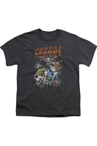 Футболка с коротким рукавом для подростков Justice League of America с изображением команды Gildan, Charcoal