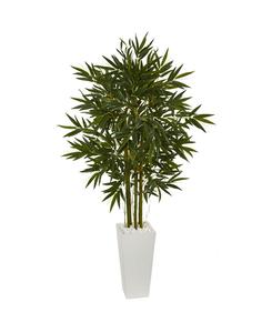 Искусственная елка высотой 6 футов в белом кашпо "Башня" Nearly Natural, зеленый