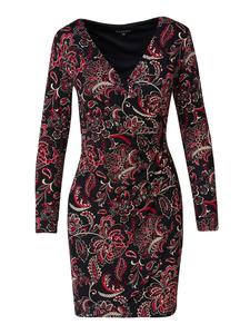 KOROSHI Короткое мини-платье с принтом и длинными рукавами, ЧЕРНОГО цвета