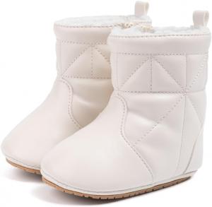 Sawimlgy Детские Пинетки Мальчики Девочки Меховые Зимние Сапожки с Ковбойскими Кисточками и Бантиком, Молния сбоку, Мягкая Подошва, Для Малышей и Новорожденных, Теплые Сапожки для Первой Прогулки и Детской Колыбели, Для Улицы