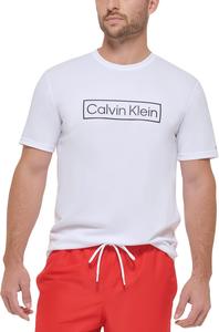 Calvin Klein Mens, легкий, быстросохнущий, с коротким рукавом, защита от ультрафиолетового излучения 40+, White Logo