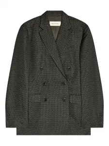 Жаккардовый двубортный пиджак Dries Van Noten, черный