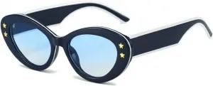 Солнцезащитные очки Melrose Oval Cat Eye для женщин в стиле панк, модные ретро-очки с защитой от УФ-излучения UV400, Blue