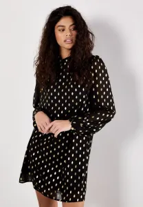 Мини-Платье с фольгированным принтом в горошек Apricot, Black