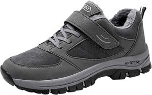 Женские зимние ботинки с искусственным мехом, противоскользящие, теплые укороченные сапожки, с легким надеванием, водонепроницаемые, для зимы, уличные, широкие, снежные кроссовки Generic, Grey