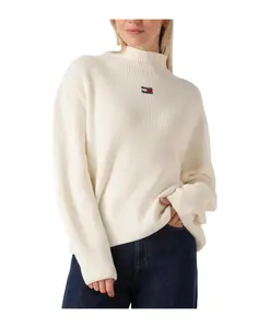 Свитер с высоким воротником и нашивкой Tommy Jeans, белый