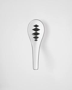 Набор из двух фарфоровых ложек - «Шахматная доска» Prada, белый