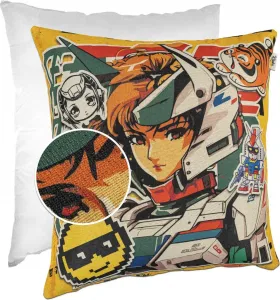 Декоративная подушка 40х40 см, чехол с наполнителем, дизайнерский чехол на молнии, гобелен Робот, разноцветный