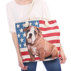Американская патриотичная США сумка-шоппер, многоразовая хозяйственная сумка для женщин идеально подходит для 4 июля или повседневного использования от Mia K MKF, Usa Flag Pup