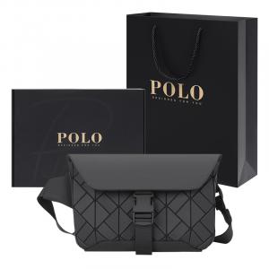 POLO Синтетическая кожаная сумка-кошель среднего размера мужская черная, Black (Box Included)
