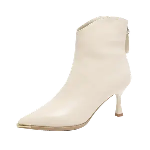 Женские ботинки на каблуке 7,5 см GUDIANFENGDU, бежевый