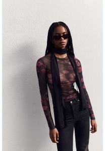 Топ Bershka Long sleeved top, Black