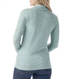 Женский термосвитер из мериносовой шерсти Smartwool в рубчик с высоким воротником, цвет Arctic Green Heather