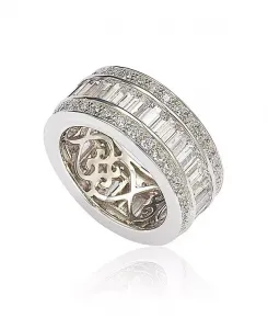 Кольцо Suzy Levian из стерлингового серебра с белыми кубическими цирконами огранки «багет» в стиле «вечность» Suzy Levian New York, silver