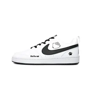 Nike Court Borough Kitten Universe Low top детские скейтборд кроссовки Black White