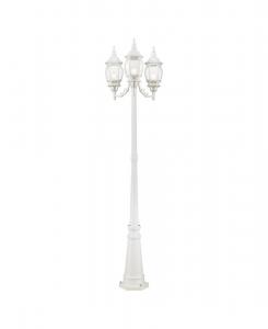 Уличный столбовой светильник Frontenac с 3 фонарями Livex, белый