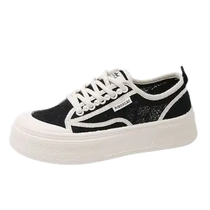 EGCHI Женские лоу-топ скейтборд кроссовки черные, цвет Black