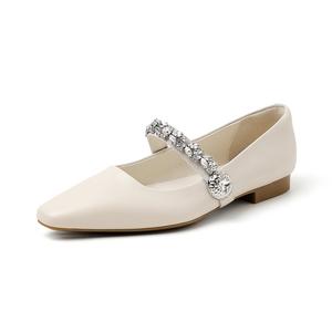 AIQINISHA Женские туфли Мэри Джейн на массивном каблуке экрю, цвет Ecru