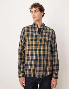 Рубашка GANT из фланели, классического кроя, темно-синего цвета, ветрозащитная, клетчатая