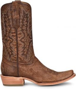 Мужские коричневые с вышивкой туфли CORRAL с узким квадратным носком, кожаные с резиновой подошвой, западный стиль A4229 Corral Boots, коричневый