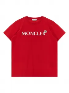 Футболка с нашивкой-логотипом Moncler Enfant, красный
