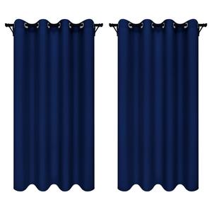 Шторы на люверсах 140х250 см 2 шт черные готовые непрозрачные шторы Voppi, темно-синий