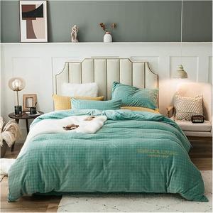 FGDSEEEKJUFHH Комплект постельного белья фланелевый зимний двуспальный в клетку "гусиная лапка" зеленый Green