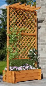 Решетка promadino, пергола с ящиком для растений, ШxГxВ: 102x65x200 см 102х200х65 см, цвет honigbraun