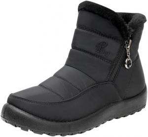 Женские зимние ботинки, снегоступы, утепленные мехом, водонепроницаемые, с противоскользящей подошвой, короткие ботинки до щиколотки для холодной погоды, уютные, с плотным плюшевым утеплителем, хлопковые Qacksv, Black