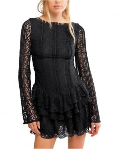 Женское мини-платье Free People Tabby Lace, Black