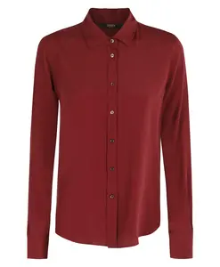 Кремовая рубашка с длинными рукавами и обычным воротником. Seventy, красный