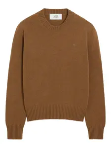 Свитер с монограммой Ami De Coeur AMI Paris, коричневый